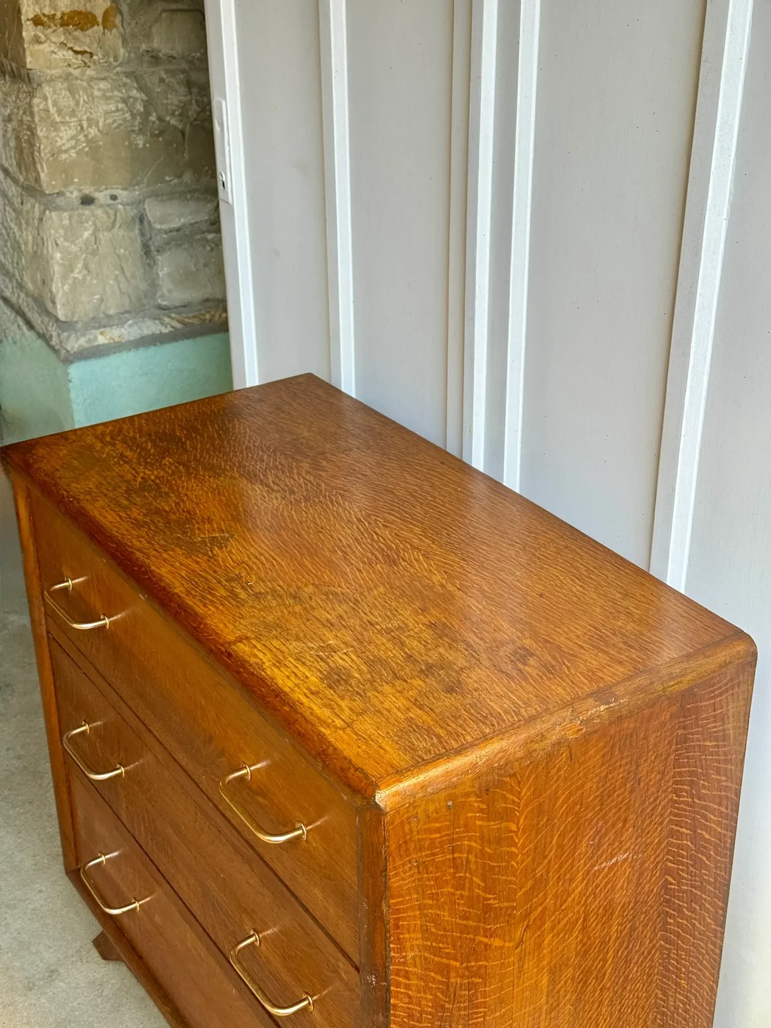Vintage wooden chest of drawers with tapered legs - 1950s/60s