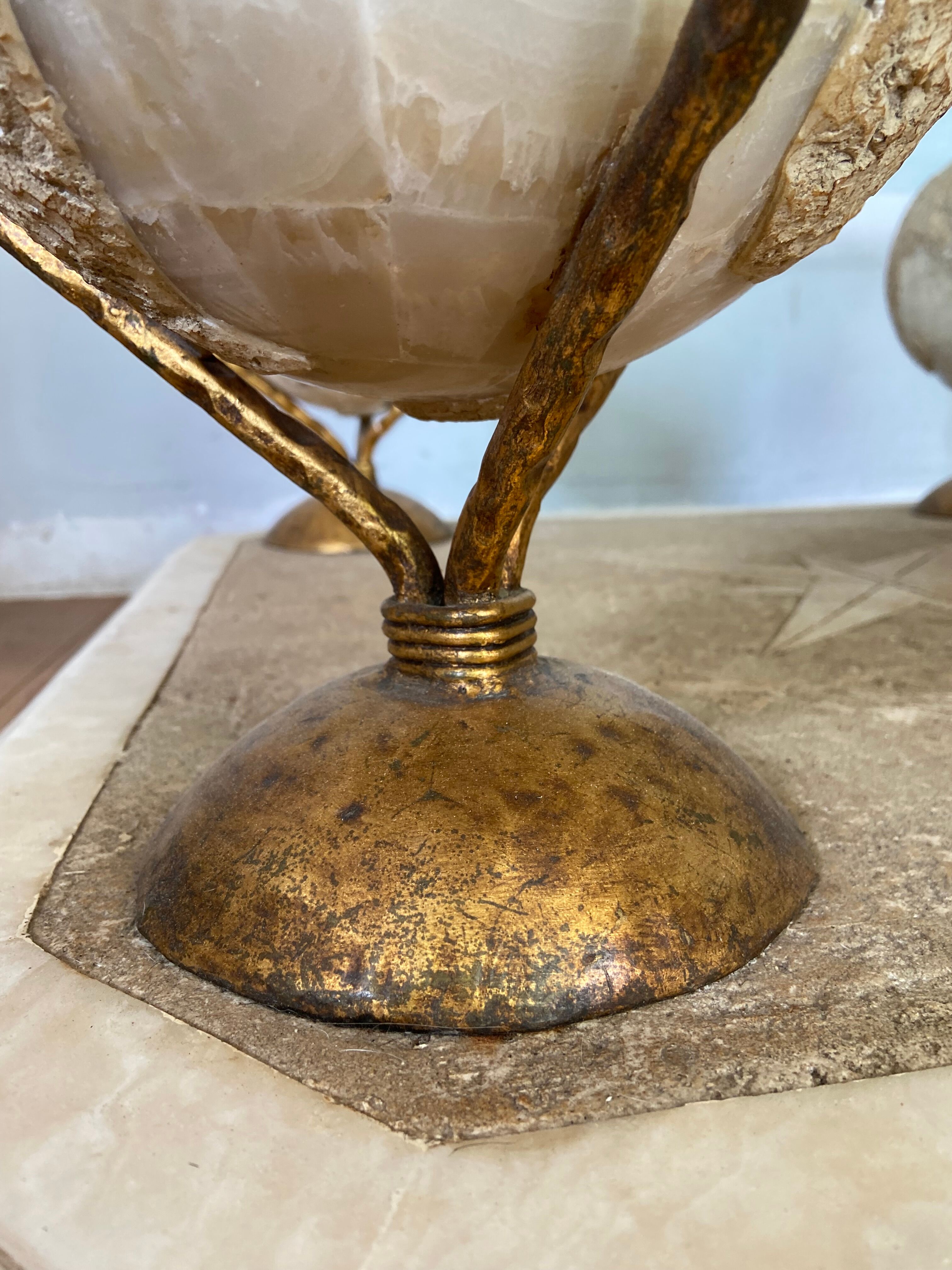 Design coffee table 70-80s in glass and alabaster