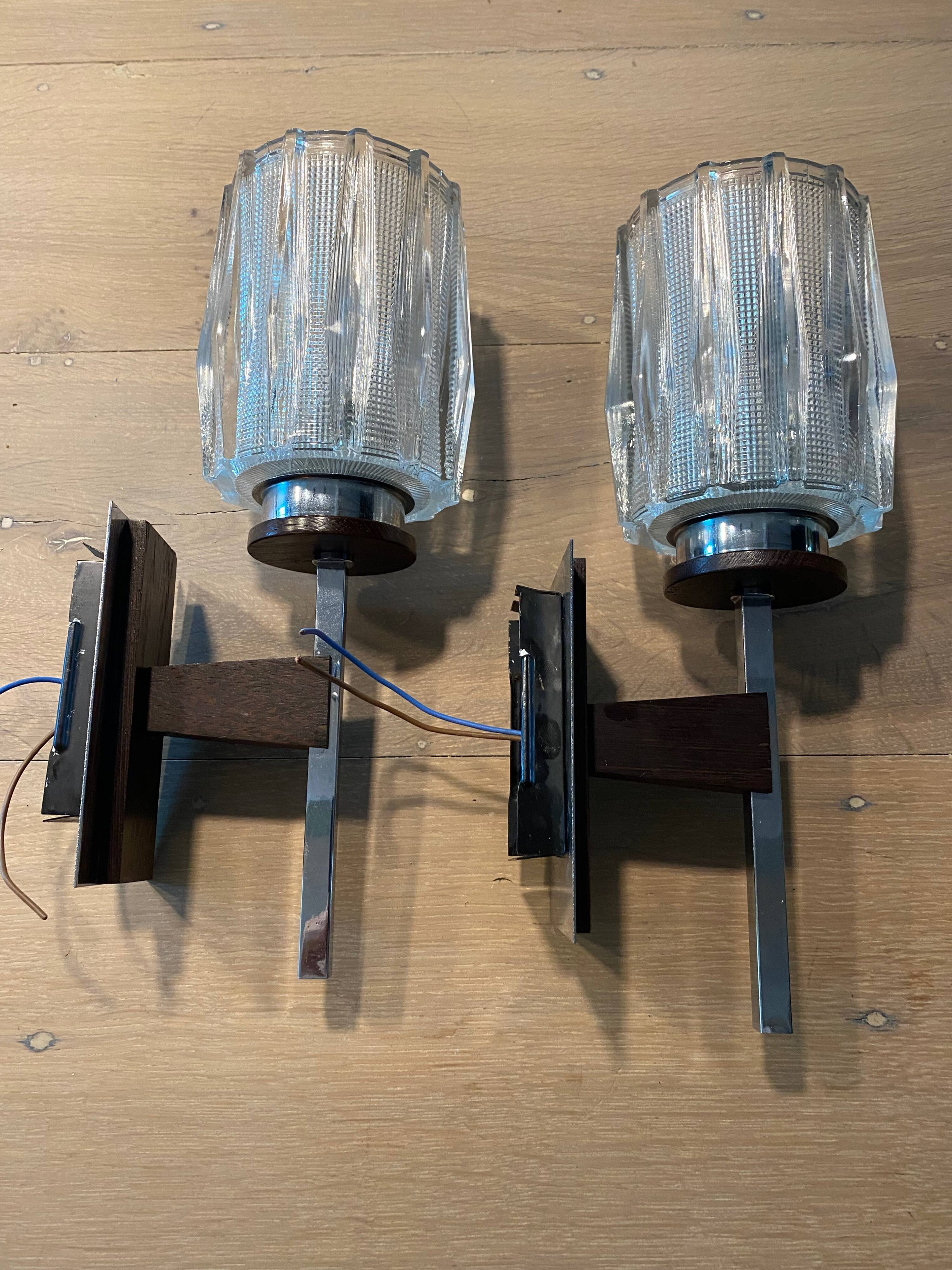 Pair of Mid-century Scandinavian Brutalist wall lights (1960s-70s)