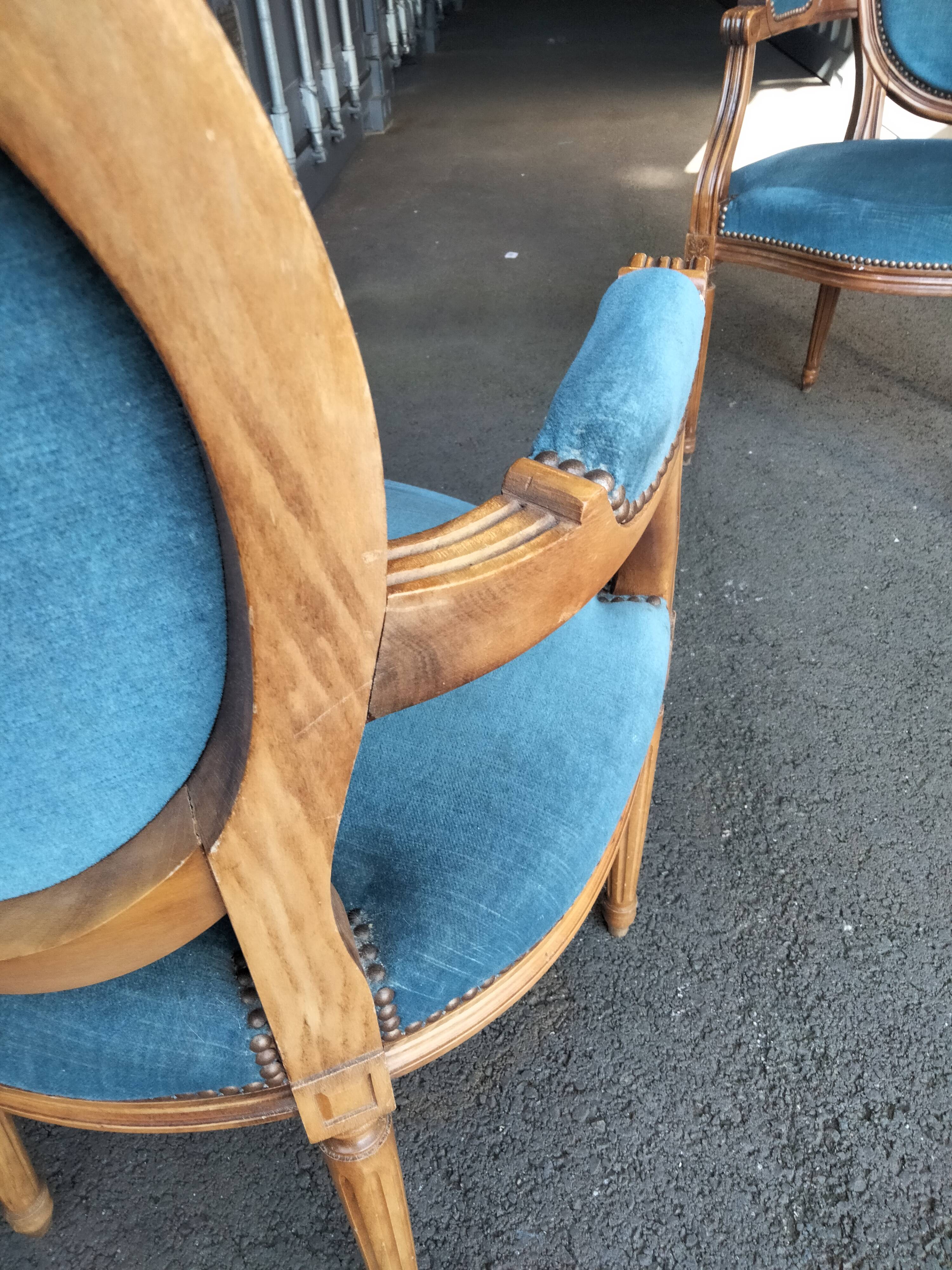 Pair of armchairs old medallion style louis xvi