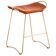 Contemporary Kitchen Counter Stool Aged Brass Metal & Natural Tan Leather