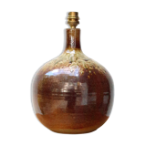 Pied de lampe  " boule " en grès signé, années 70