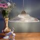 Vintage molded ribbed glass lampshade pendant light - tableware collection -