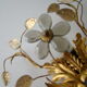 Vintage wall lamp or ceiling lamp in golden metal, glass flowers