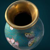 Vase with peonies in cloisonné enamels