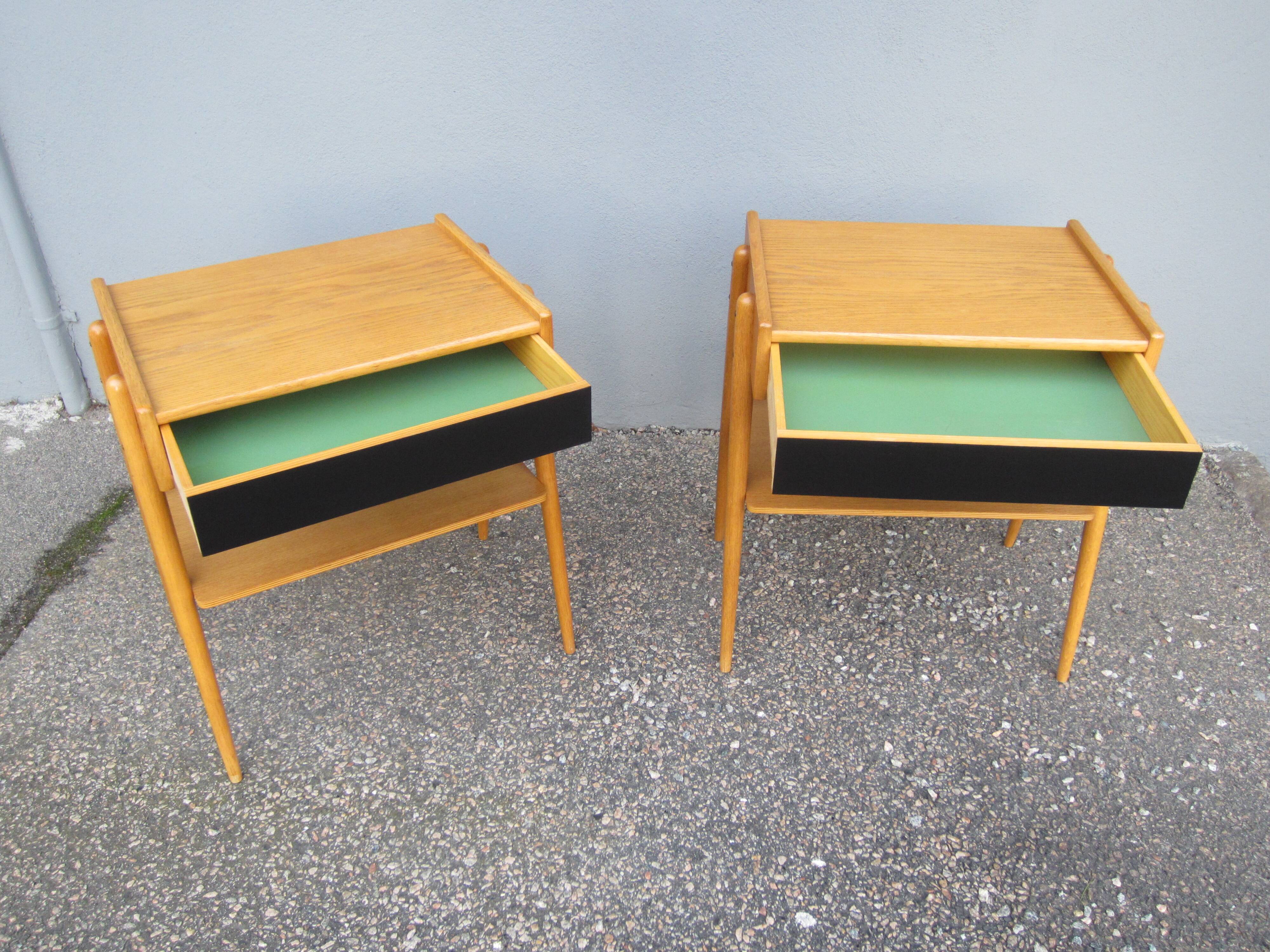 Pair of Scandinavian bedside tables by ab carlström & co möbelfabrik