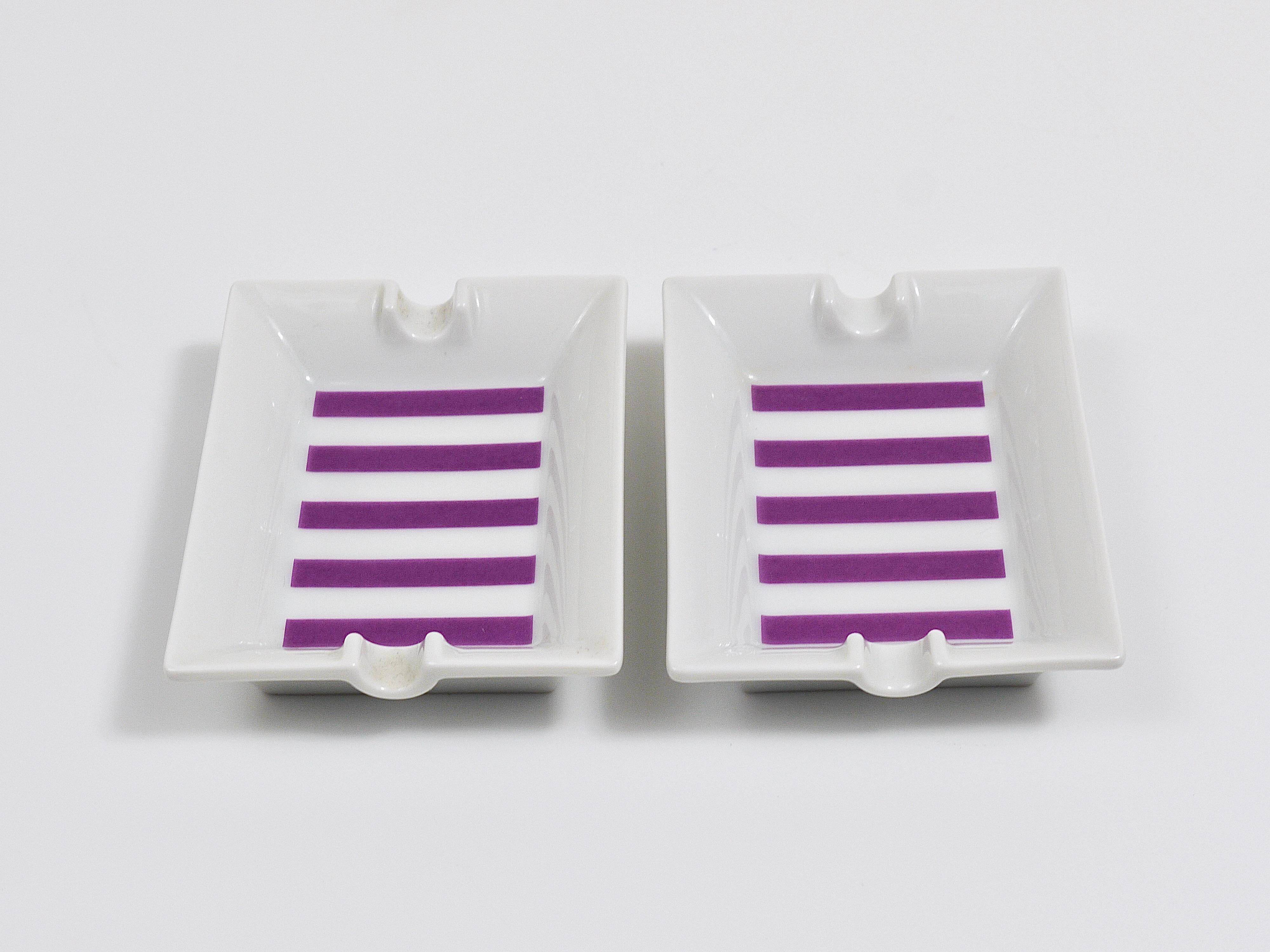 Paquet de cendriers fins en porcelaine violets Midcentury Augarten Vienne, Autriche, années 1950