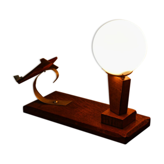 Lampe de chevet, veilleuse avion art déco