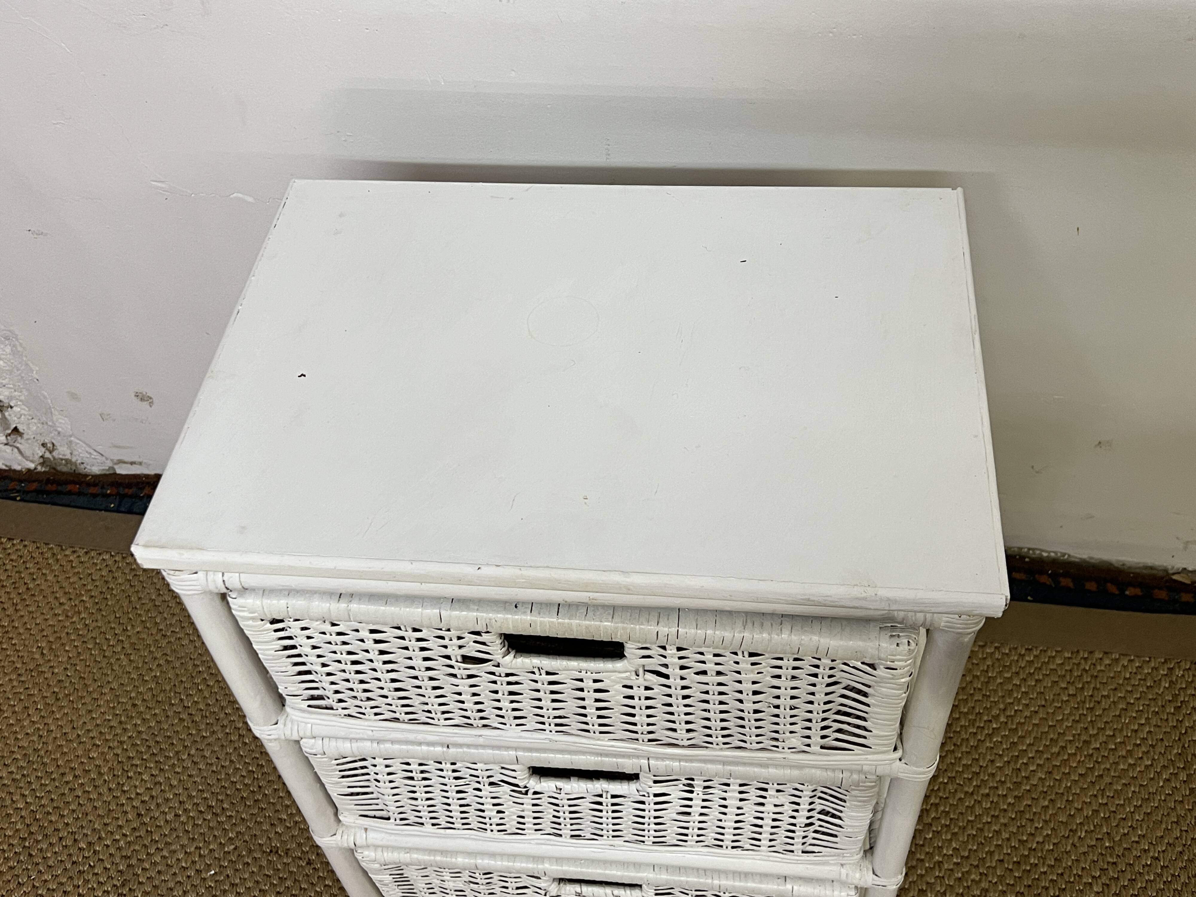 Vintage rattan storage unit, 3 drawers