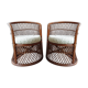 Pair of vintage bamboo rattan armchairs