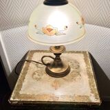 Lampe vintage en laiton et verre dépoli