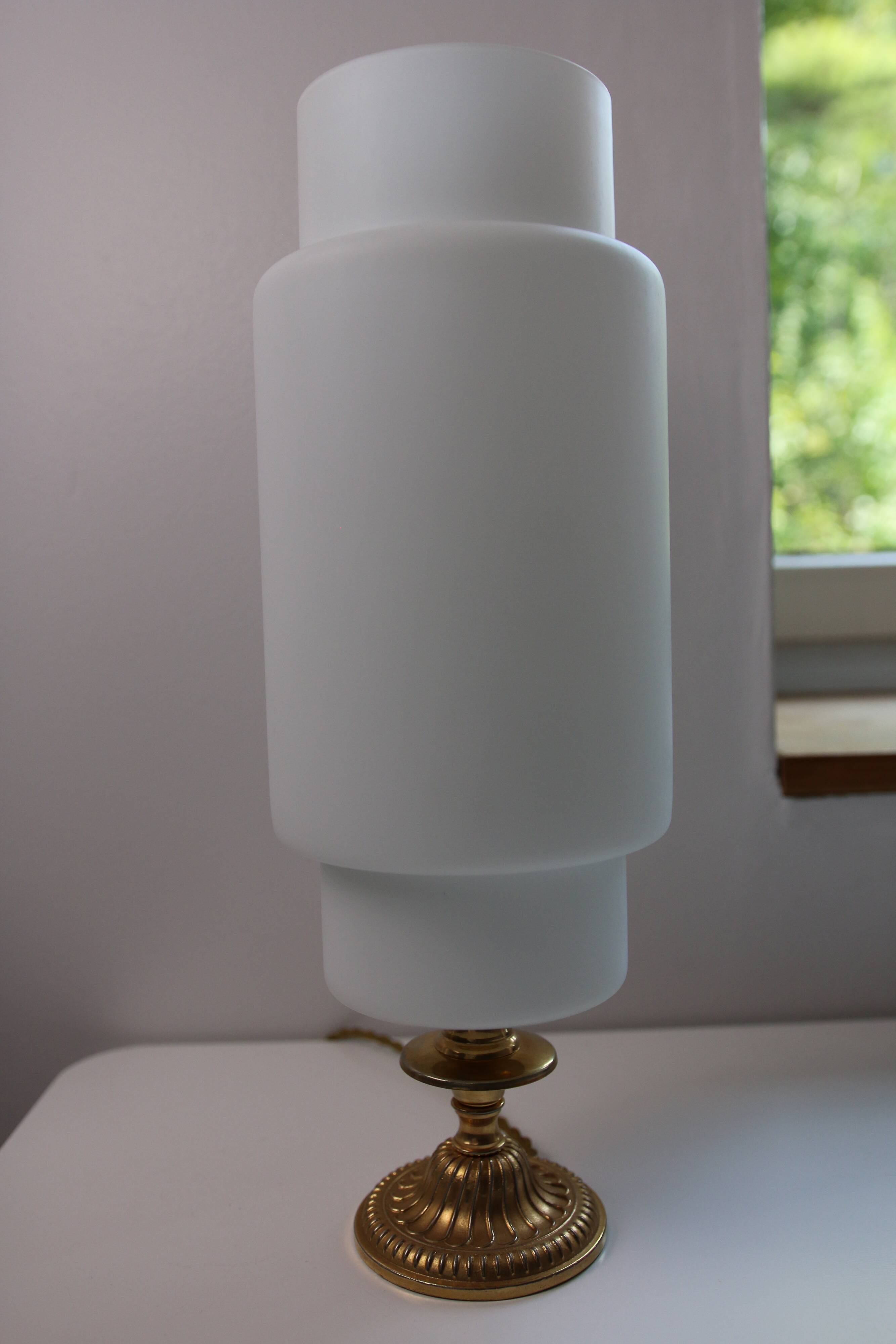 Vintage gold metal opaline lamp