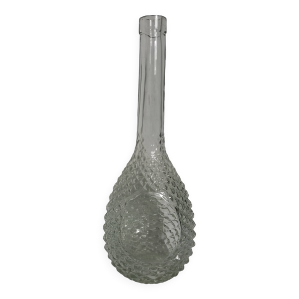 Carafe bouteille en verre décor pointe de diamant ananas