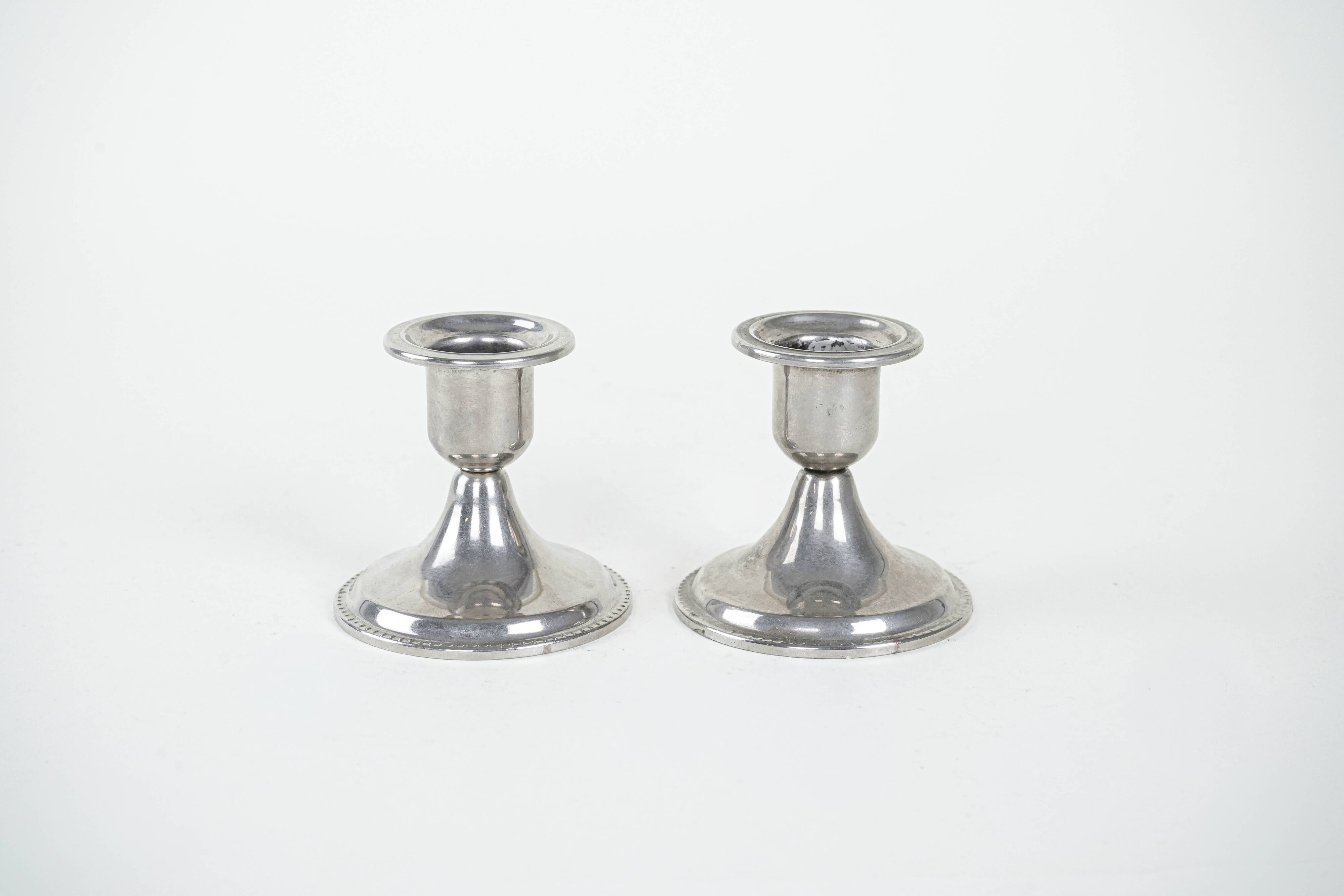 Set of metal candlesticks, Italian design, 1970s, made in Italy