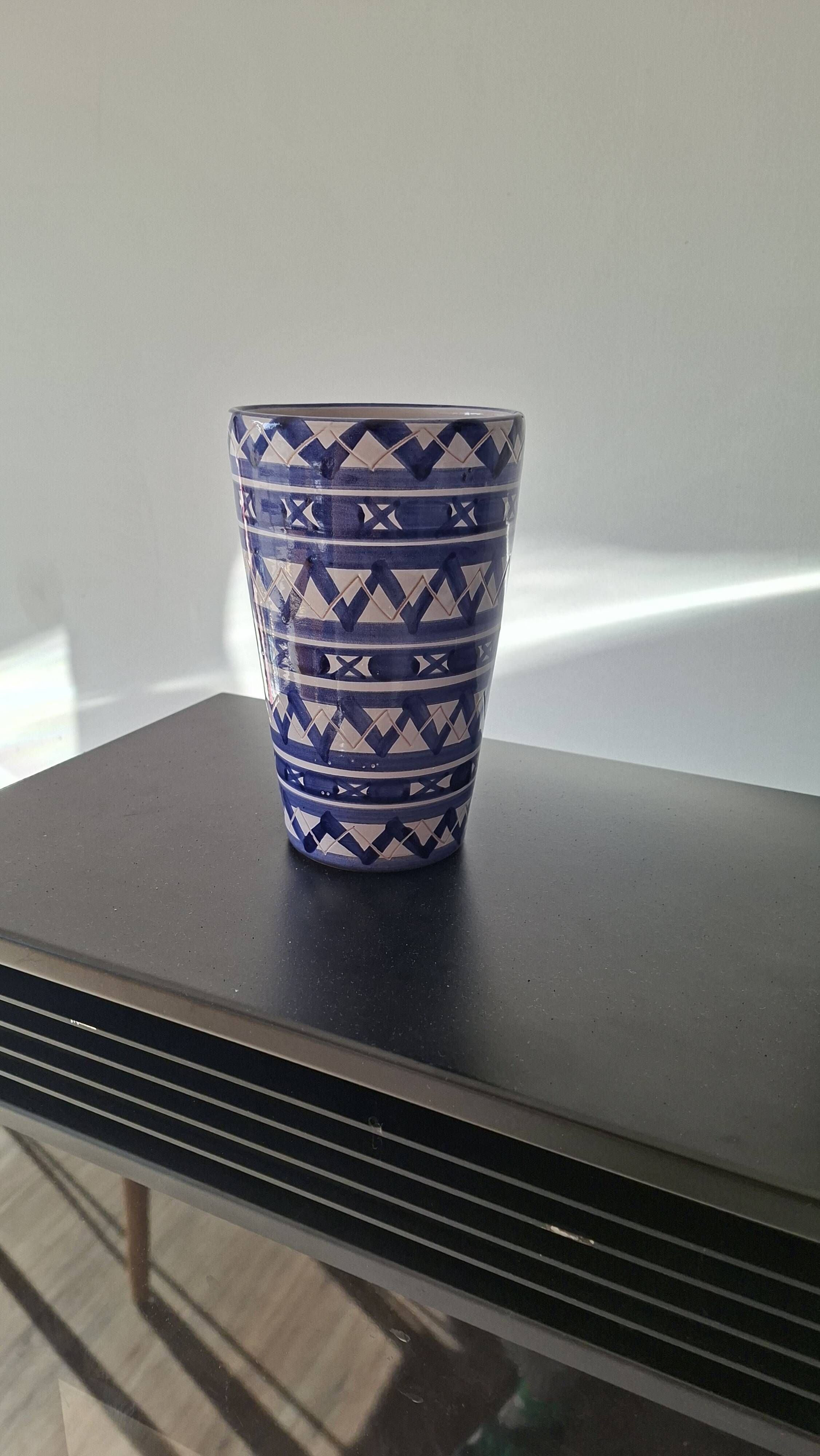 Blue and White Ceramic Decorative Vase Robert Picault
