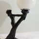 Art Deco lamp woman holding a luminous globe – Vintage resin lamp – L