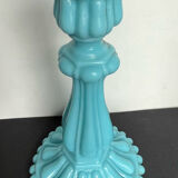 Pair of opaline candlesticks and its vase