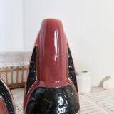 Vintage Red and Black Ceramic Set - Textured Rough Style
