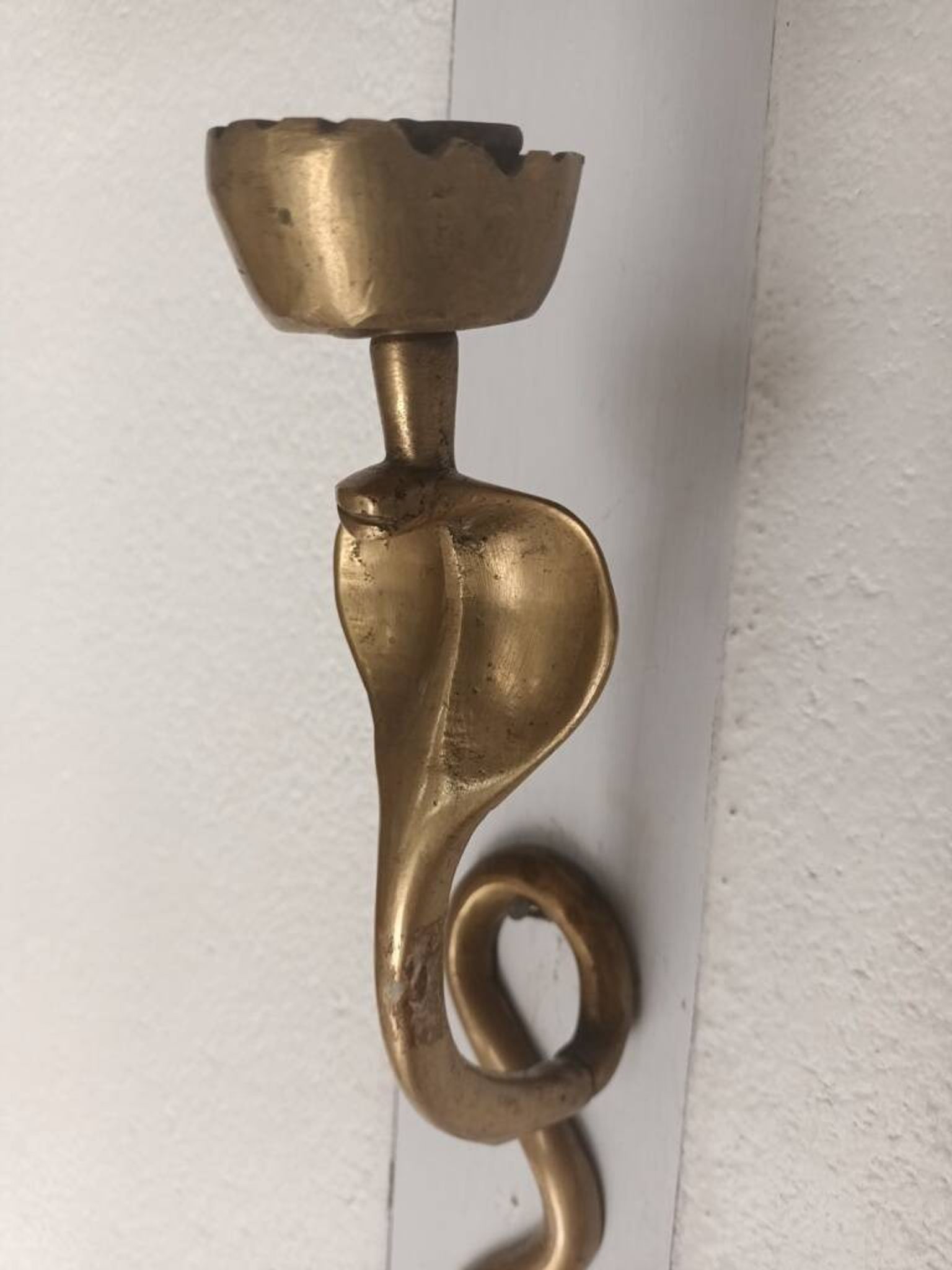 Bronze cobra candle holder wall sconce