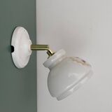 Vintage white opaline wall lamp with shade