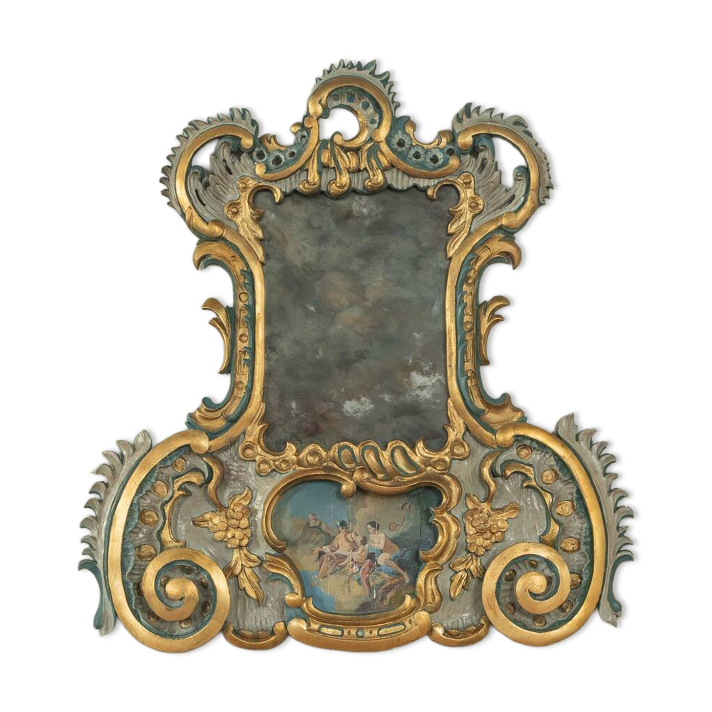 Miroir baroque, fabriqué à la main, années 1960