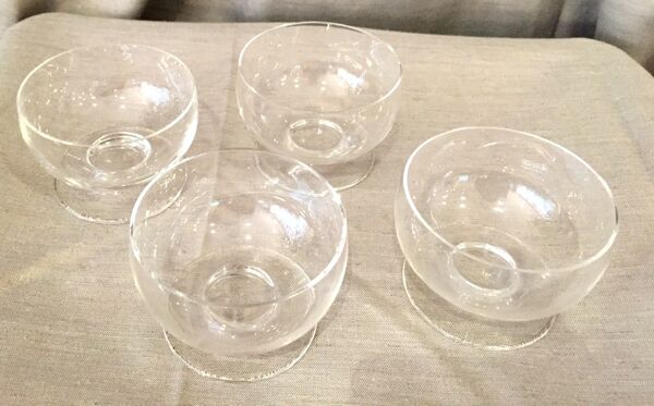 Suite de 4 coupes a champagne ou coupe a glaces daum nancy croix de lorraine france