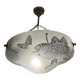 Glass basin decorated with flowers and butterflies Art Deco France Deveau 1925