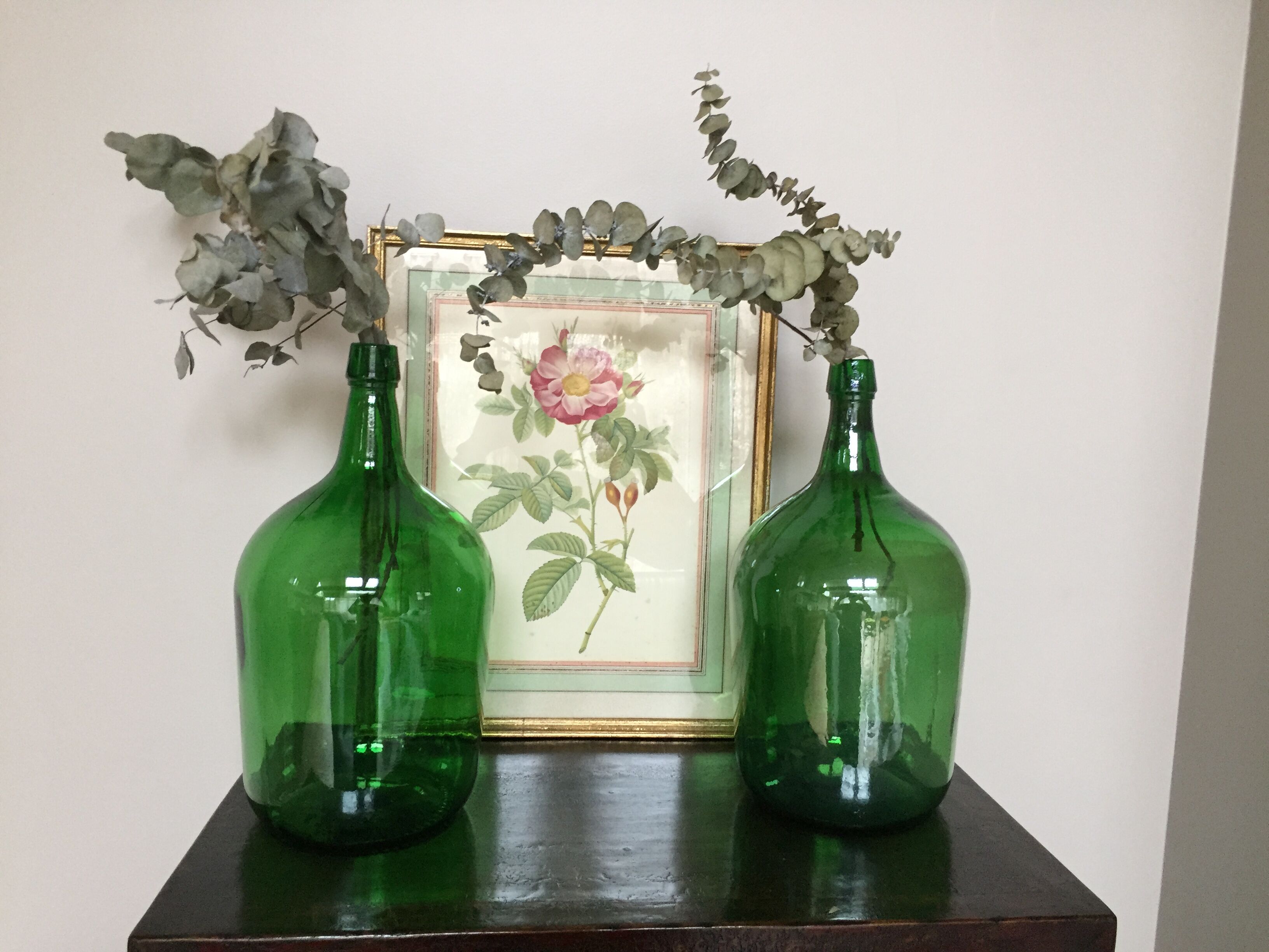 Old demijohn duo of green color 5L