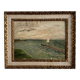 Oil on cardboard Le Croisic seaside jetty early 20th century