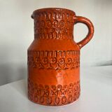 Bitossi Ceramiche orange pitcher vase by Aldo Londi Italian design