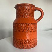 Bitossi Ceramiche orange pitcher vase by Aldo Londi Italian design