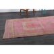 1970s Vintage Turkish Hand-Knotted Wool Cotton Pink Runner Rug 110x361