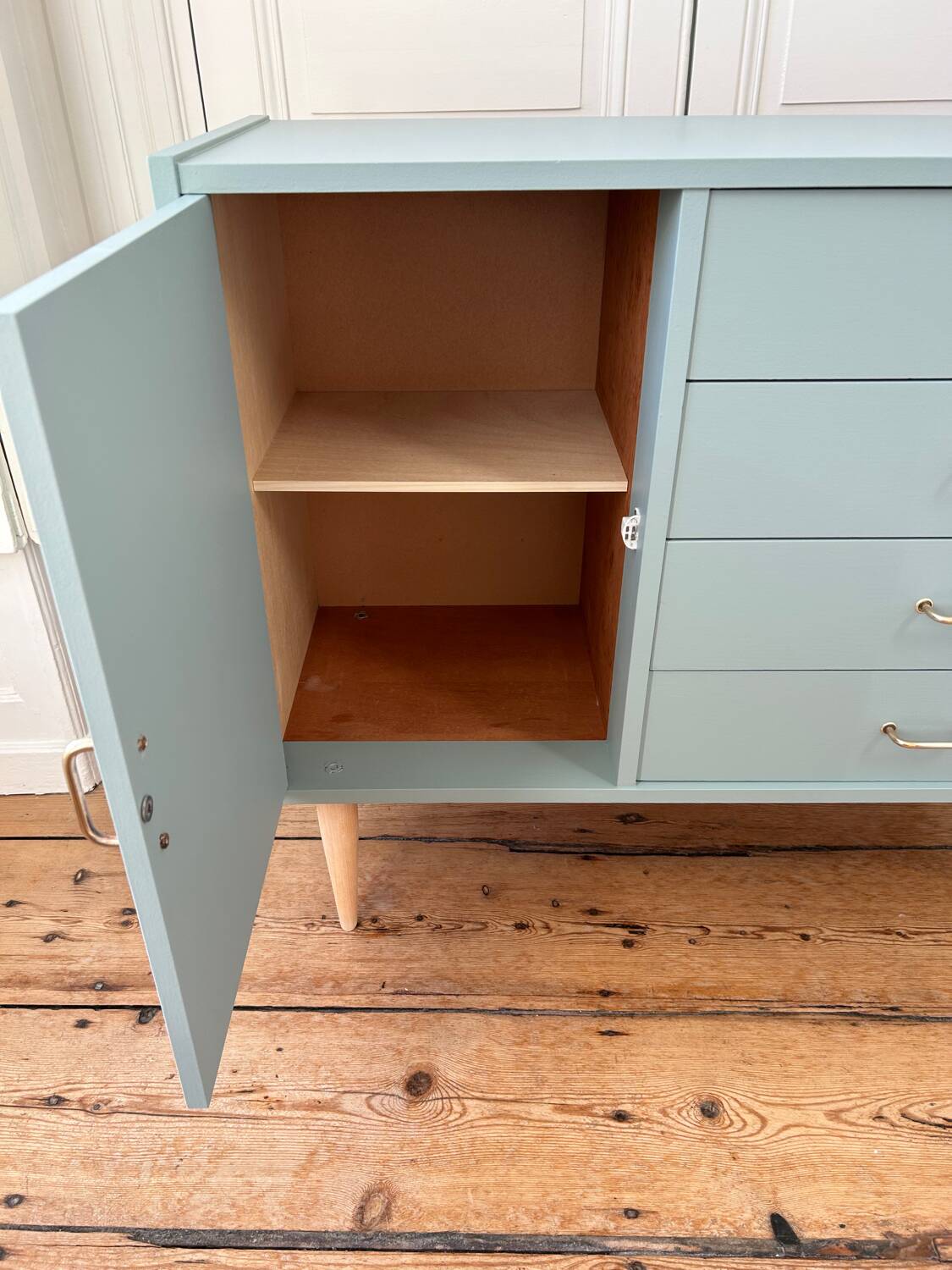Vintage sideboard revisited in Almond Sarah Lavoine collection (Resources)