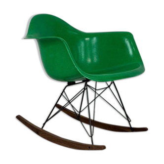 Rocking-chair vintage Herman Eames for Miller RAR in Kelly Green