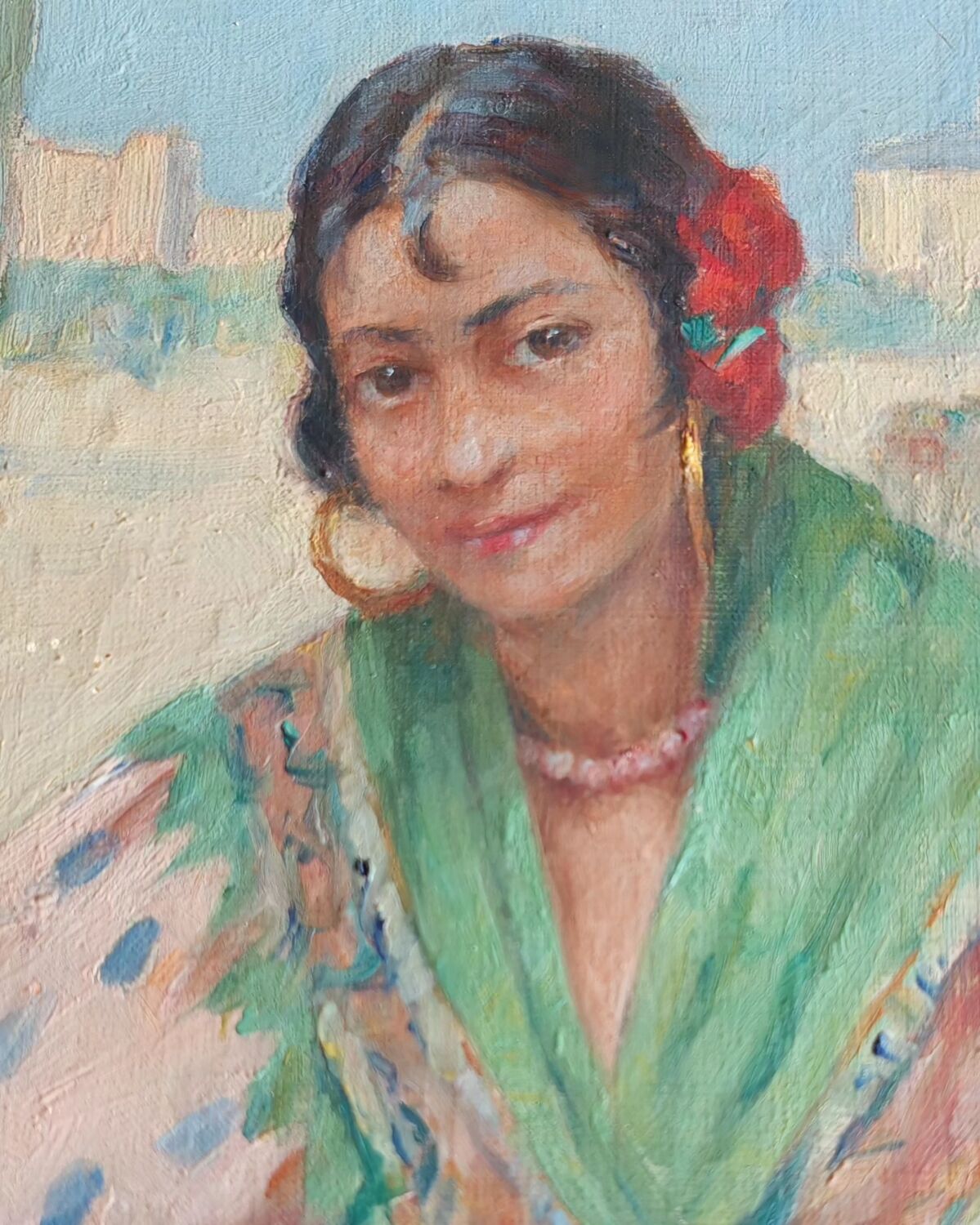 The citrus seller by Suzanne Hurel oil on canvas