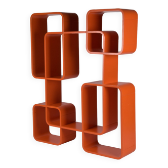 Space age orange wood bookcase 1970s 70s pop