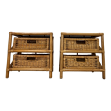 Set of 2 vintage wicker dressers / bedside tables