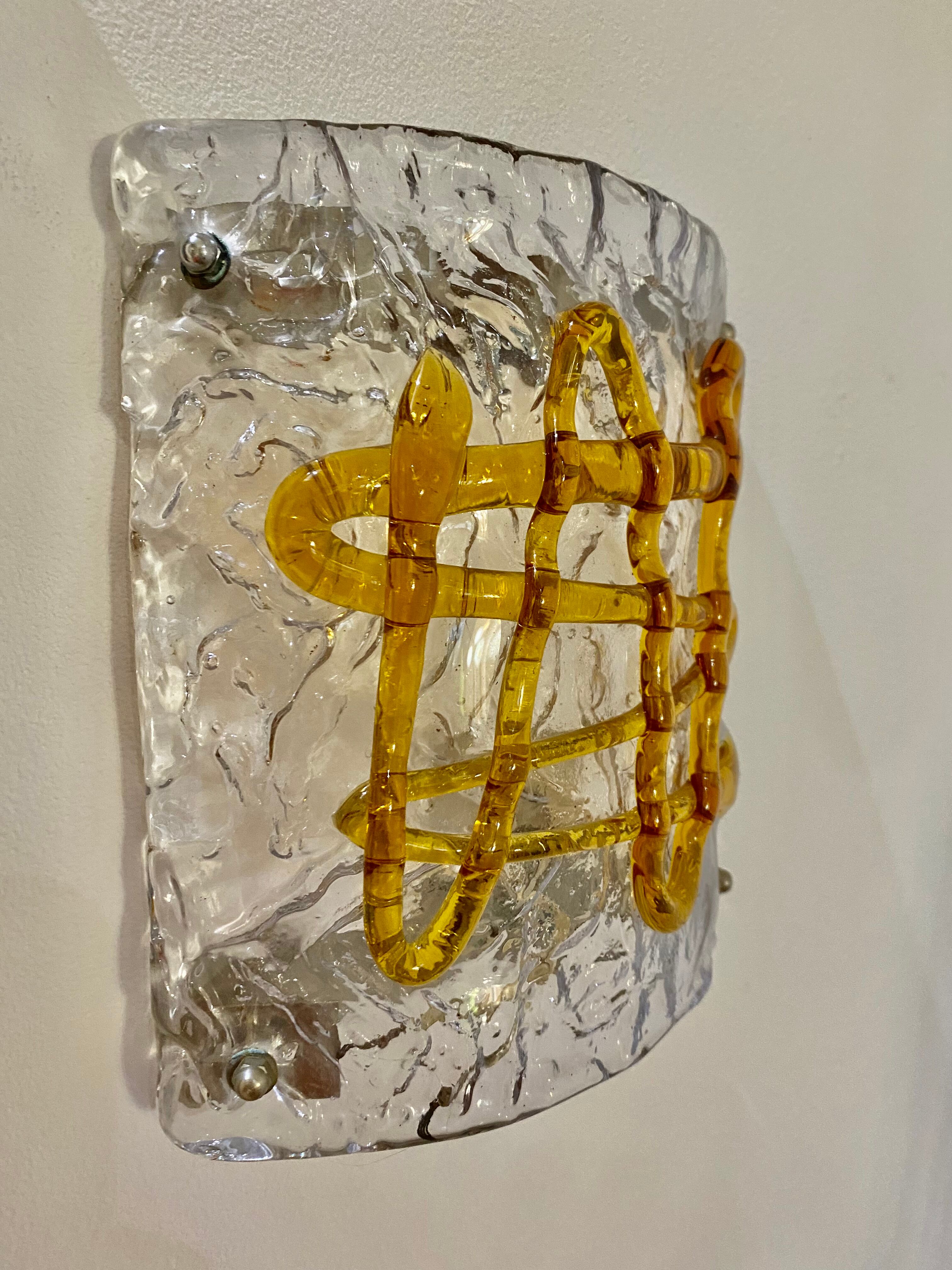 Pair of Mazzega murano wall lamps