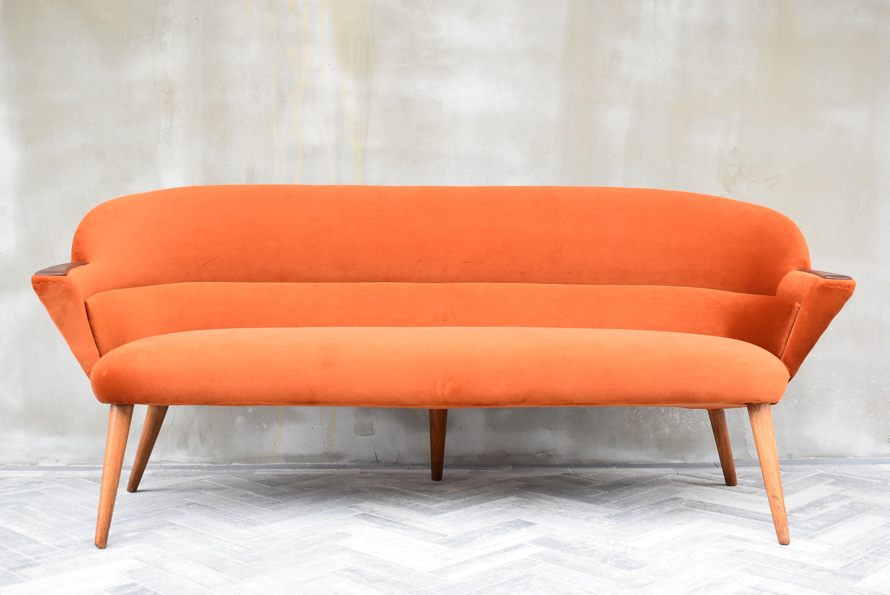 Vintage Sofa, 1960s, Russet Velvet