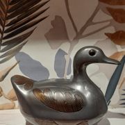 Box duck trinket pewter / brass vintage - 1970/1980