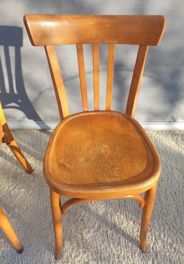 Paire chaises bistrot 1950 Mahieu Made in France