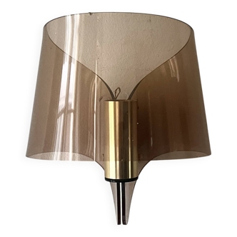Plexiglass wall light / brass details, 1970s design
