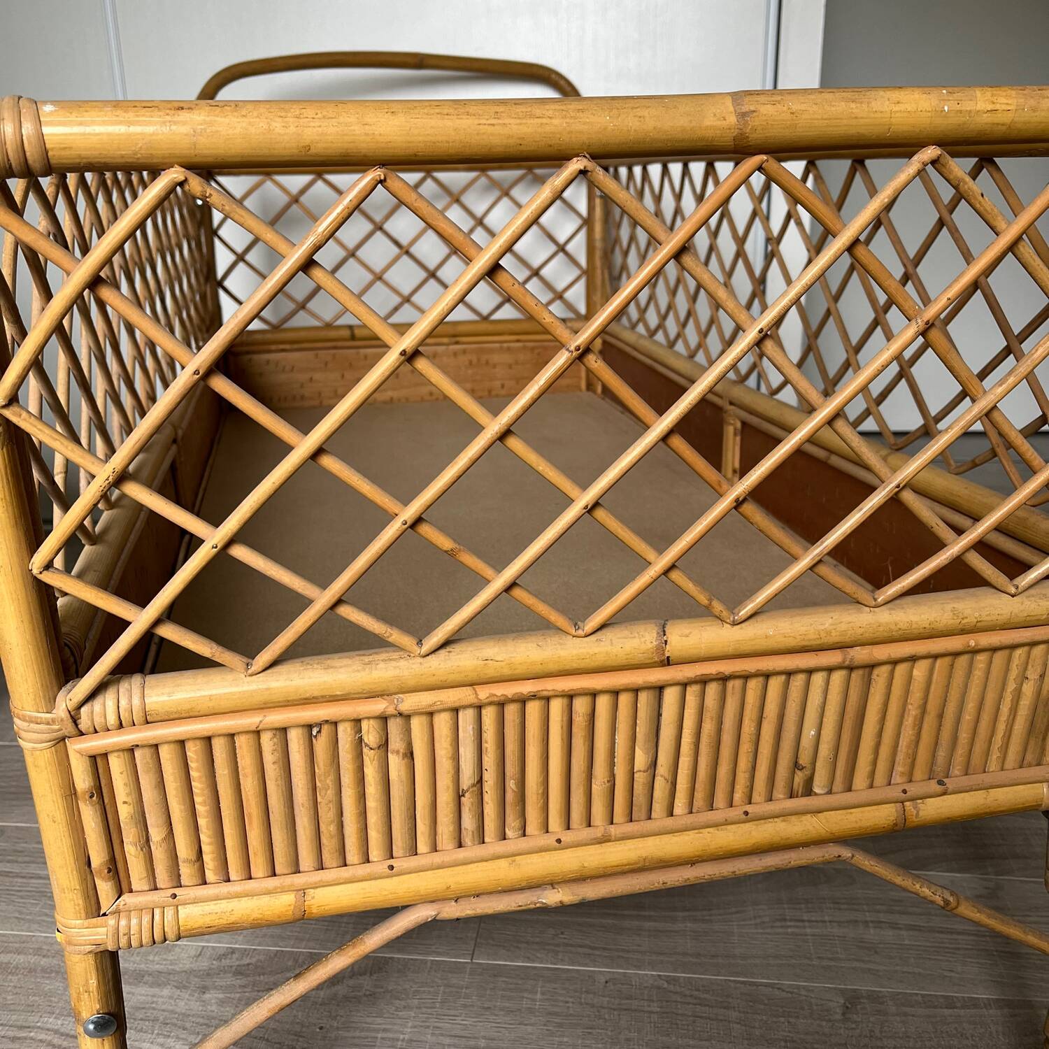 Vintage rattan bed for baby child