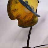 Pair of tulip swan neck bedside lamps in glass paste