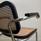 Fauteuil noir CESCA B64 en cannage d’après Marcel Breuer Made In Italy