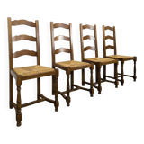 Set of 4 rush-seated chairs