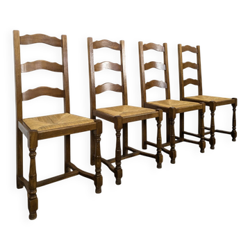 Série de 4 chaises paillées