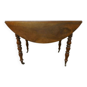 Table à volets en noyer, - roulettes