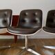 Set of 4 Executive Strafor shell chairs in leather, plastic and chrome 1970s
