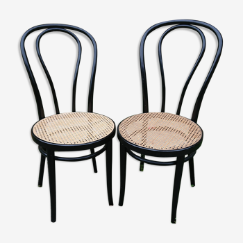 Lot of 2 black bistro chairs laqué zpm curved wood